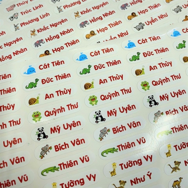 Nhãn tên decal mầm non - In ấn Hoài Việt - Công Ty TNHH Một Thành Viên Quảng Cáo Hoài Việt